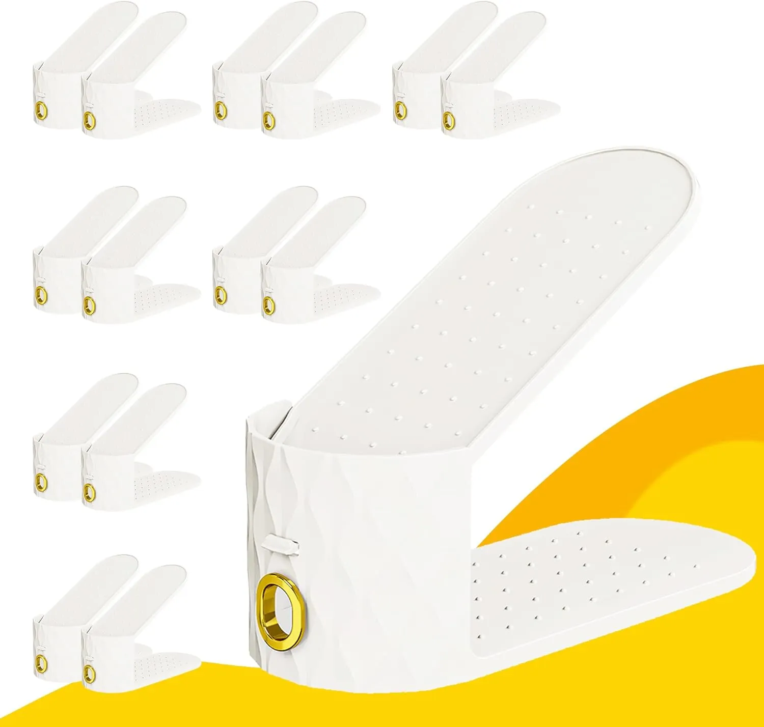 15 Pack Shoe Slots Organizer, Adjustable Shoe Stacker for Closet Storage, Double Layer Space Saver, Durable and Stackable Shoe Holder for Sneakers Heels and Flat