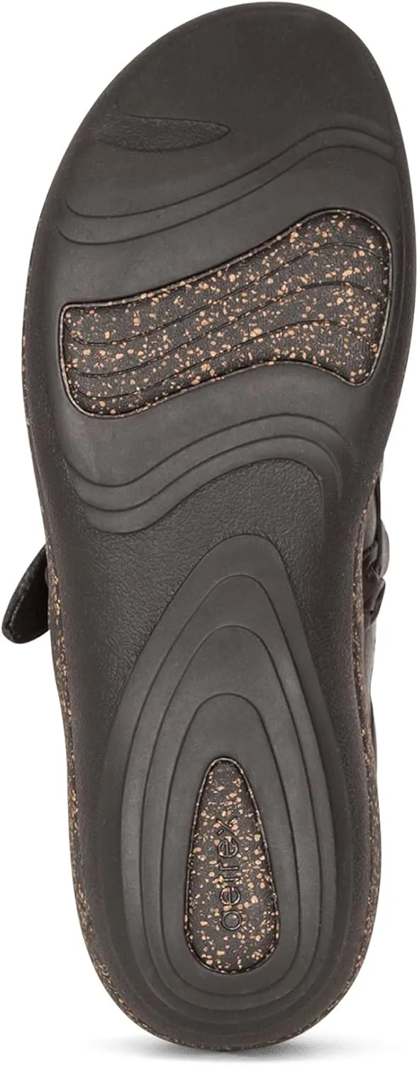 Aetrex Women's Libby Orthopedic Comfort Leather Womens Clogs - Adjustable Buckle Lightweight Cork Footbed Women's Mules & Clogs