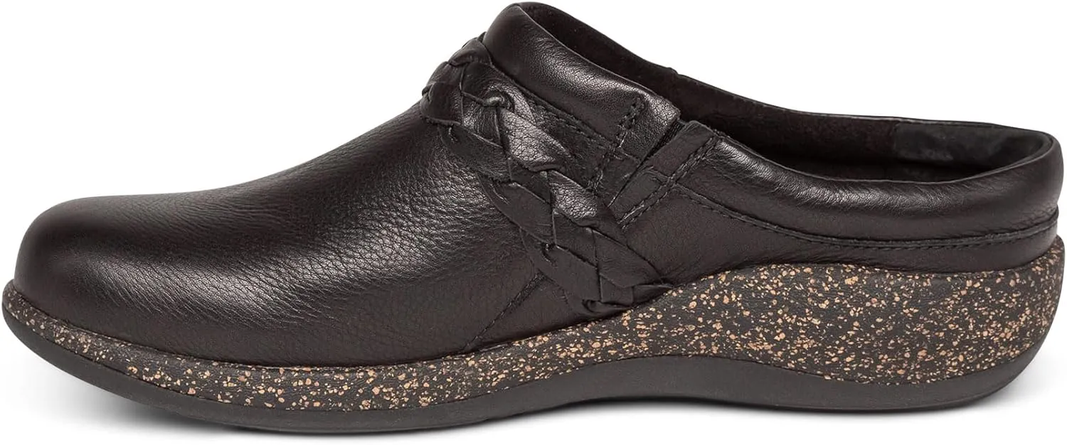 Aetrex Women's Libby Orthopedic Comfort Leather Womens Clogs - Adjustable Buckle Lightweight Cork Footbed Women's Mules & Clogs