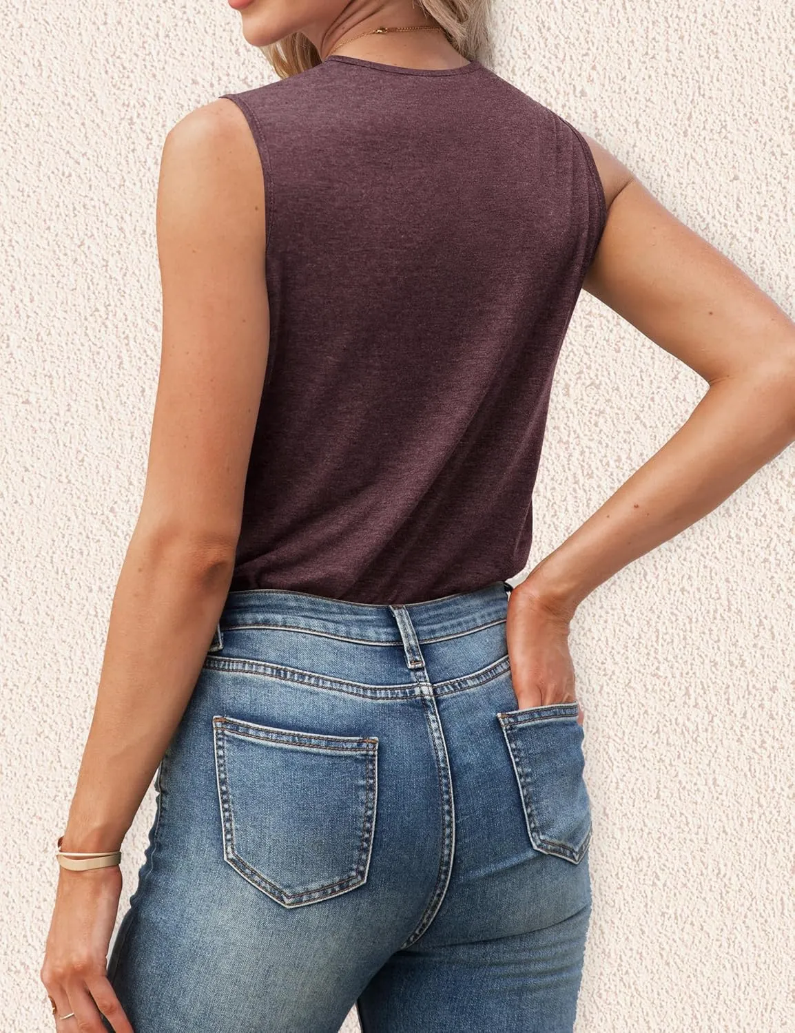 Agnes Urban Womens V Neck Tank Tops Dressy Summer Sleeveless Shirts Casual Loose Tunic Tops Blouses T Shirts