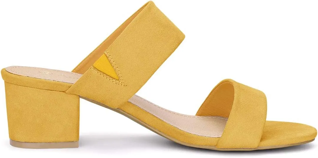 Allegra K Women's Block Heel Dual Straps Slide Sandals