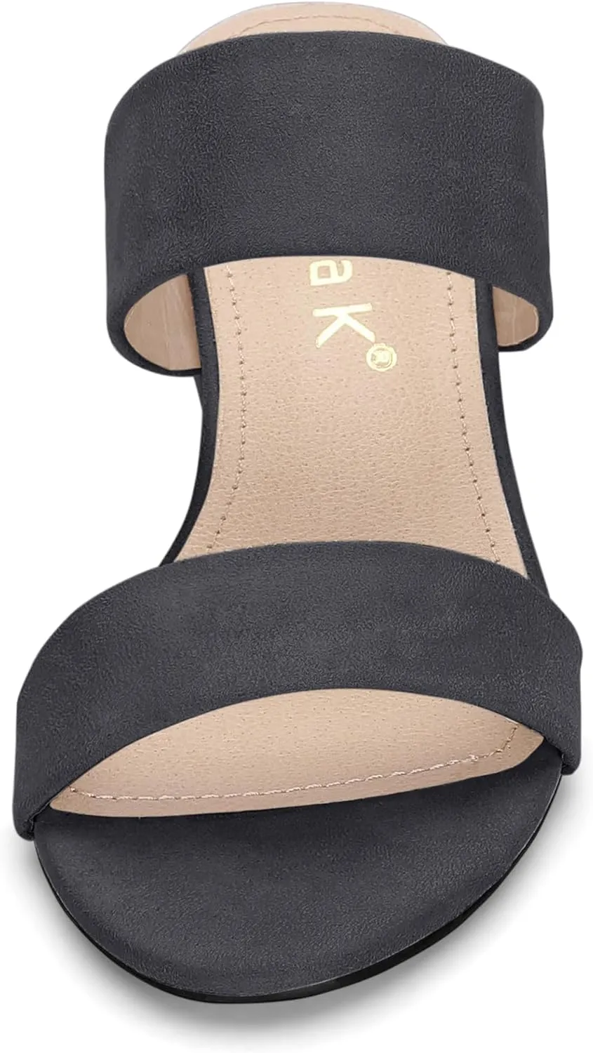 Allegra K Women's Block Heel Dual Straps Slide Sandals