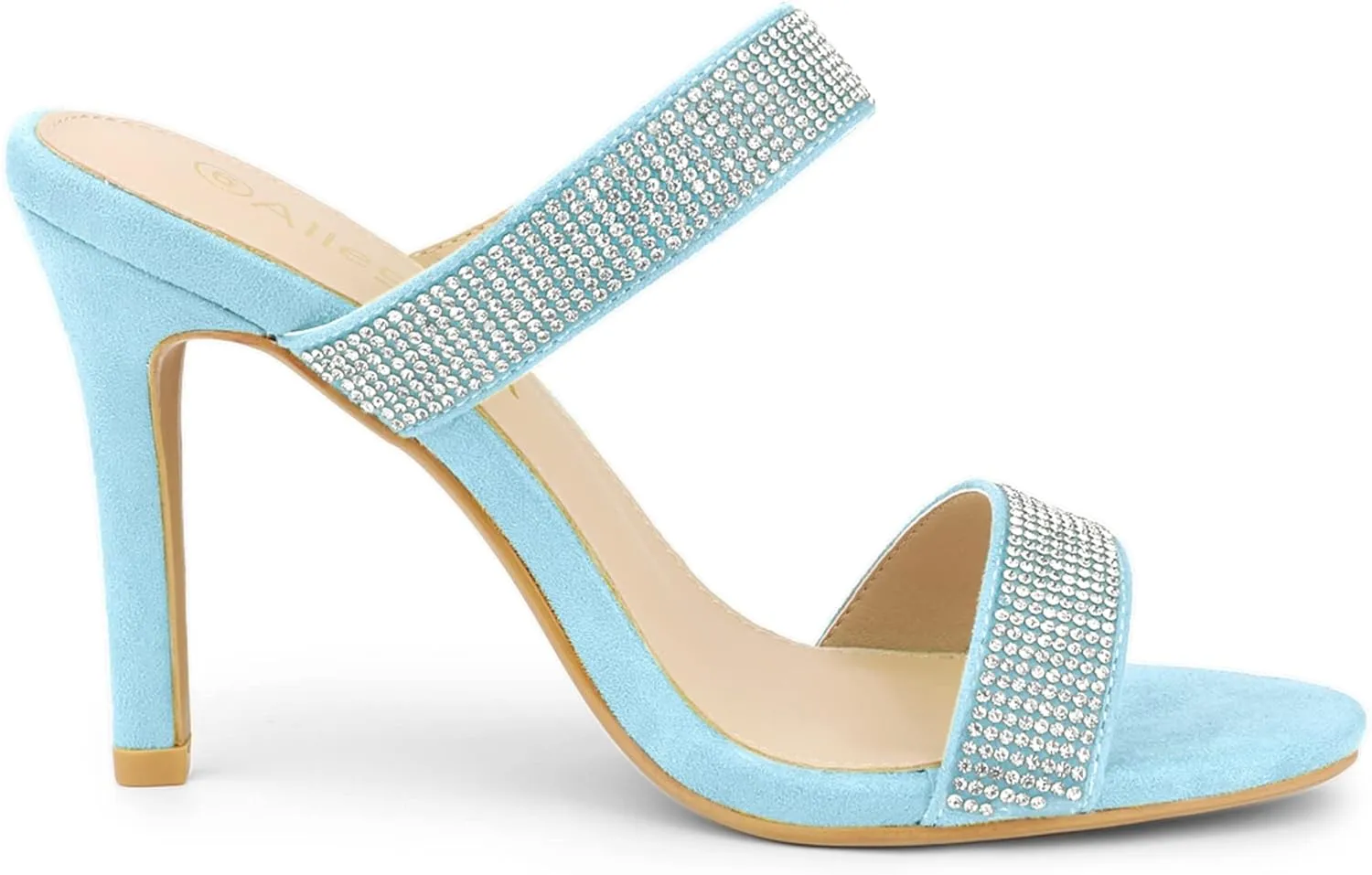 Allegra K Women's Open Toe Stiletto Heel Rhinestone Mules Sandals