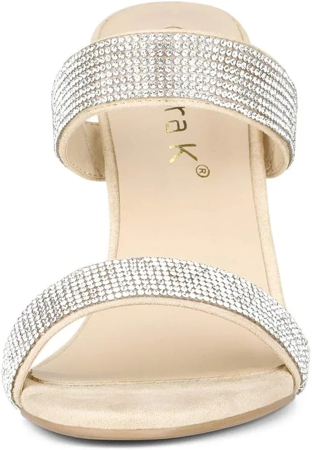 Allegra K Women's Open Toe Stiletto Heel Rhinestone Mules Sandals