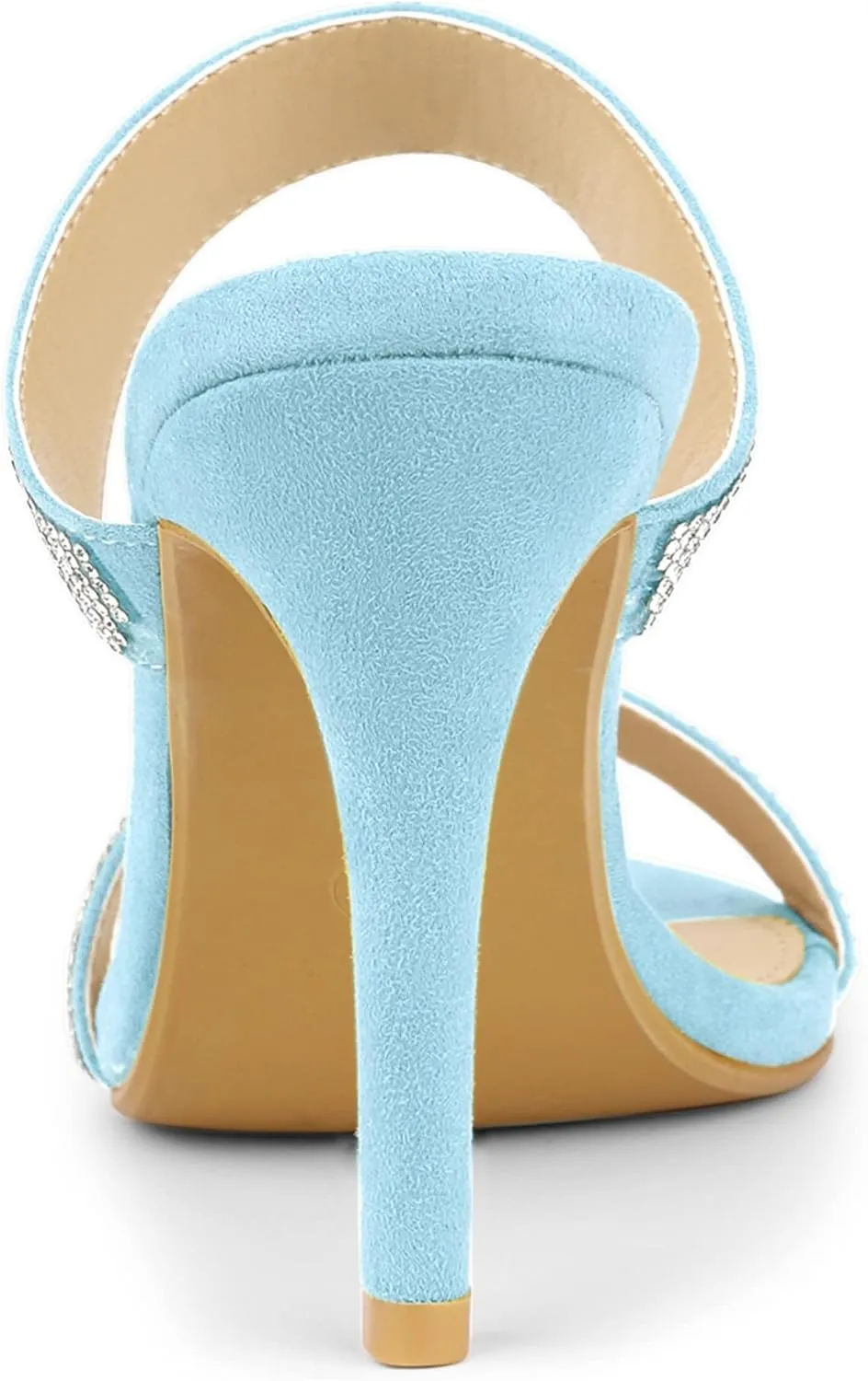 Allegra K Women's Open Toe Stiletto Heel Rhinestone Mules Sandals