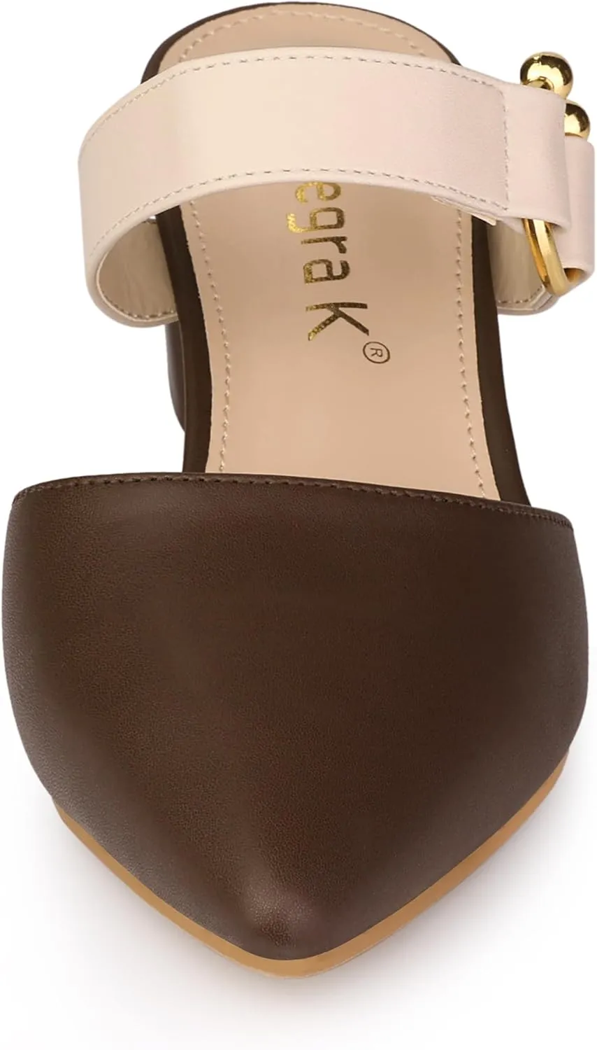 Allegra K Women's Pointed Toe Chunky Heel Dress Mules Pumps
