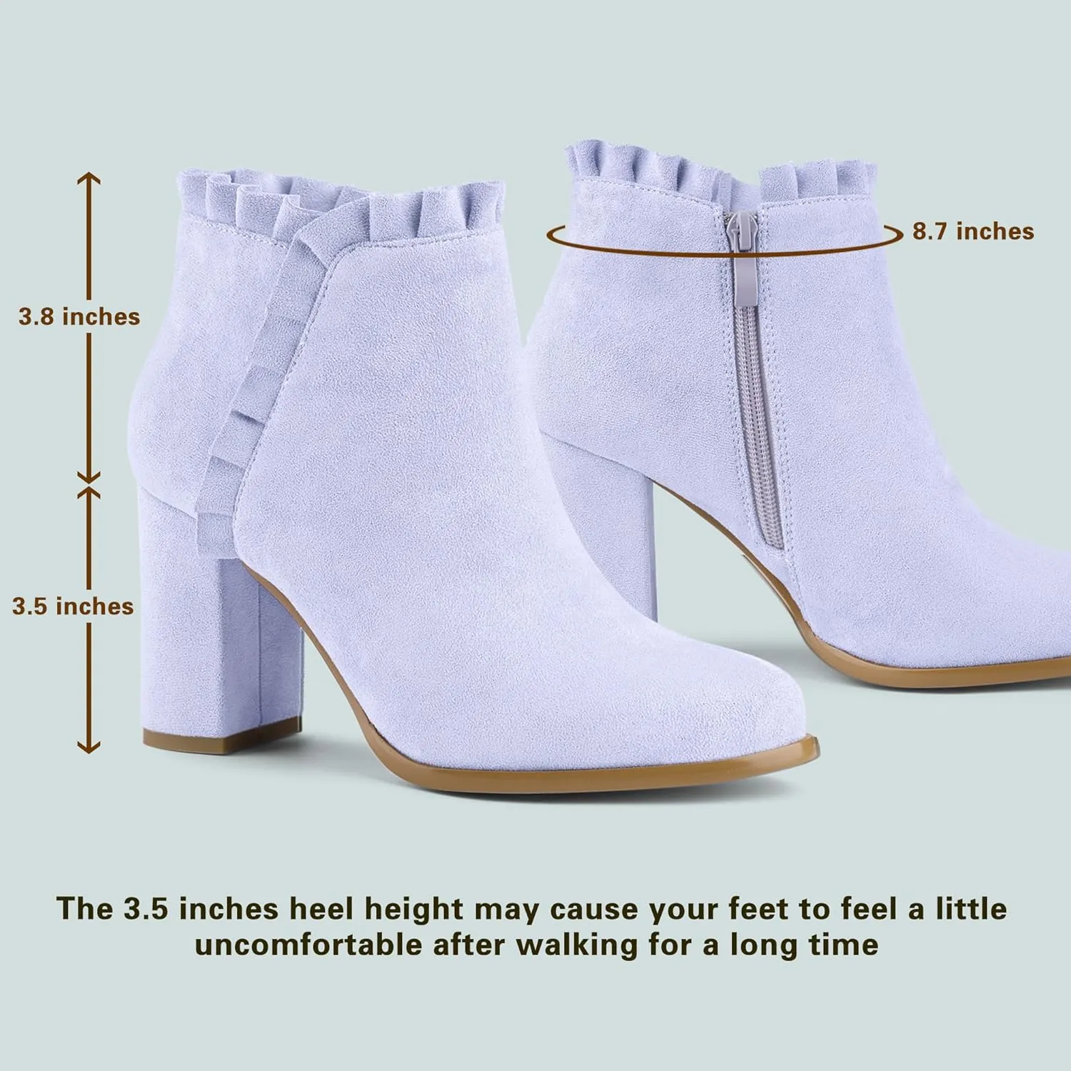 Allegra K Women's Ruffle Block Heel Ankle Boots