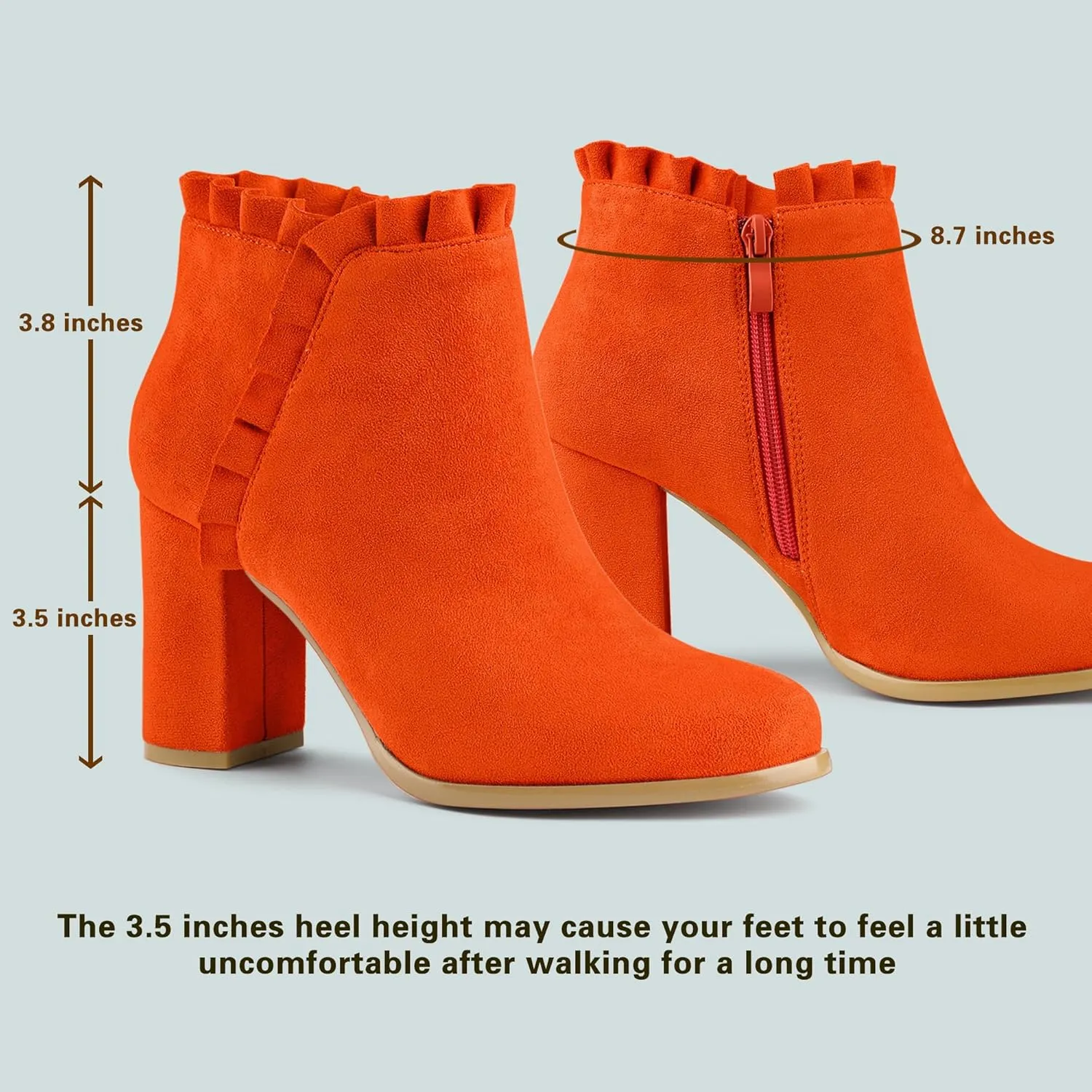 Allegra K Women's Ruffle Block Heel Ankle Boots