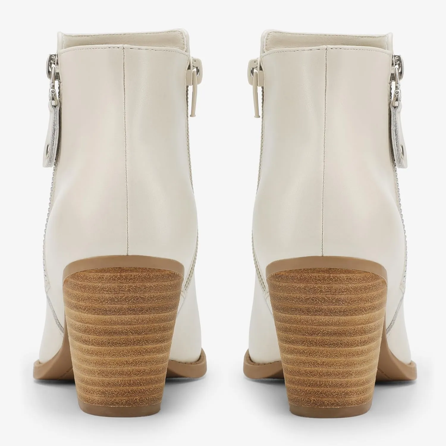 ANJOUFEMME Women's Zipper Chunky Ankle Boots, Stacked Mid Heel Dress Boots, Comfortable Short Booties