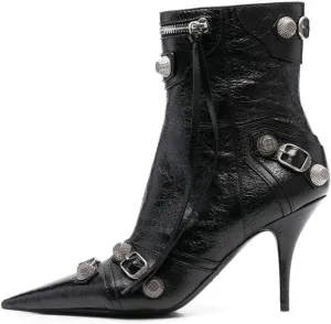 Arqa Women's Stiletto High Heel Ankle Boots,Tassel Pointy Toe Studded Zipper Booties Motorcycle Boot
