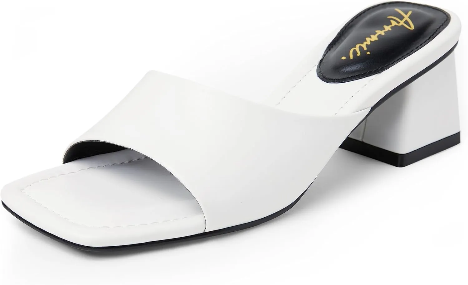 Arromic Women's Block Mule Heeled Sandals Clear Black Nude White Chunky Heels Backless Square Open Toe Slip on Mules Heeled Slippers Dressy Party Prom Wedding Shoes