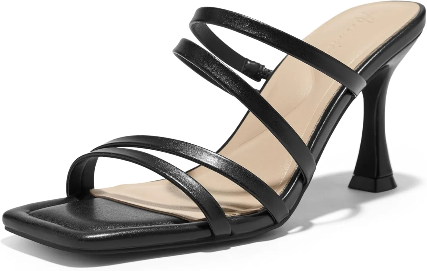 Arromic Women's Heels Square Open Toe Slip on Heeled Sandals Slides for Dress Work Party Casual Wedding