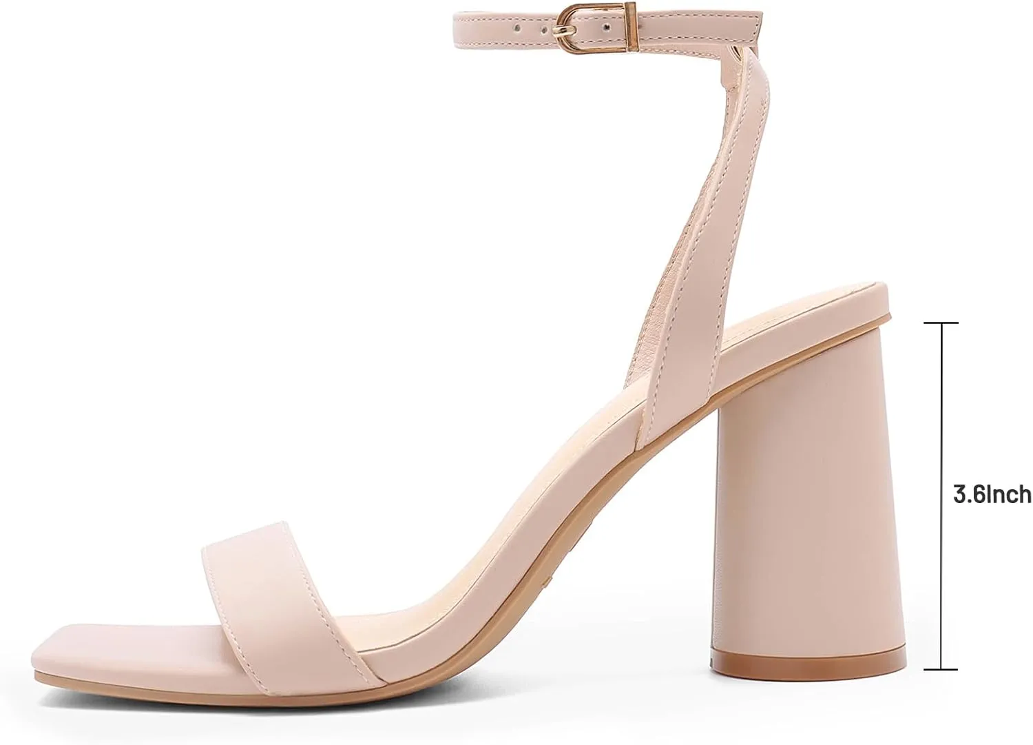 Athlefit Women's Strappy Chunky Block Heels Fashion Square Open Toe Heeled Sandals Ankle Strap Wedding Party Shoes