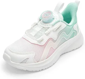Balabala Kids Sneakers Girls Running Tennis Shoes Turn-Lock Athletic Lightweight Breathable Gradation Sports Shoes