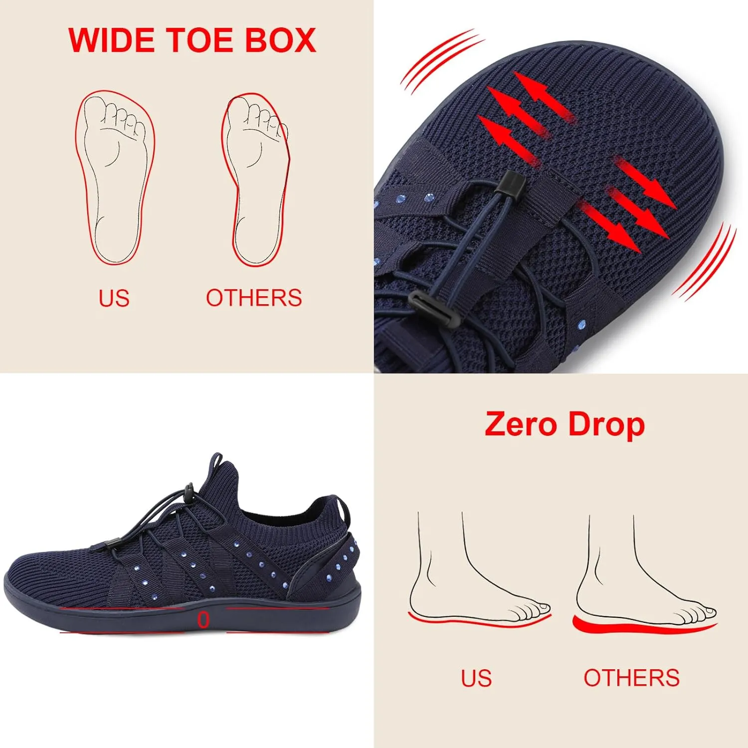 Besroad Womens Slip On Walking Shoes Wide Toe Barefoot Shoes Minimalist Zero Drop Shoes Breathable Tennis Shoes Fashion Casual Sneakers
