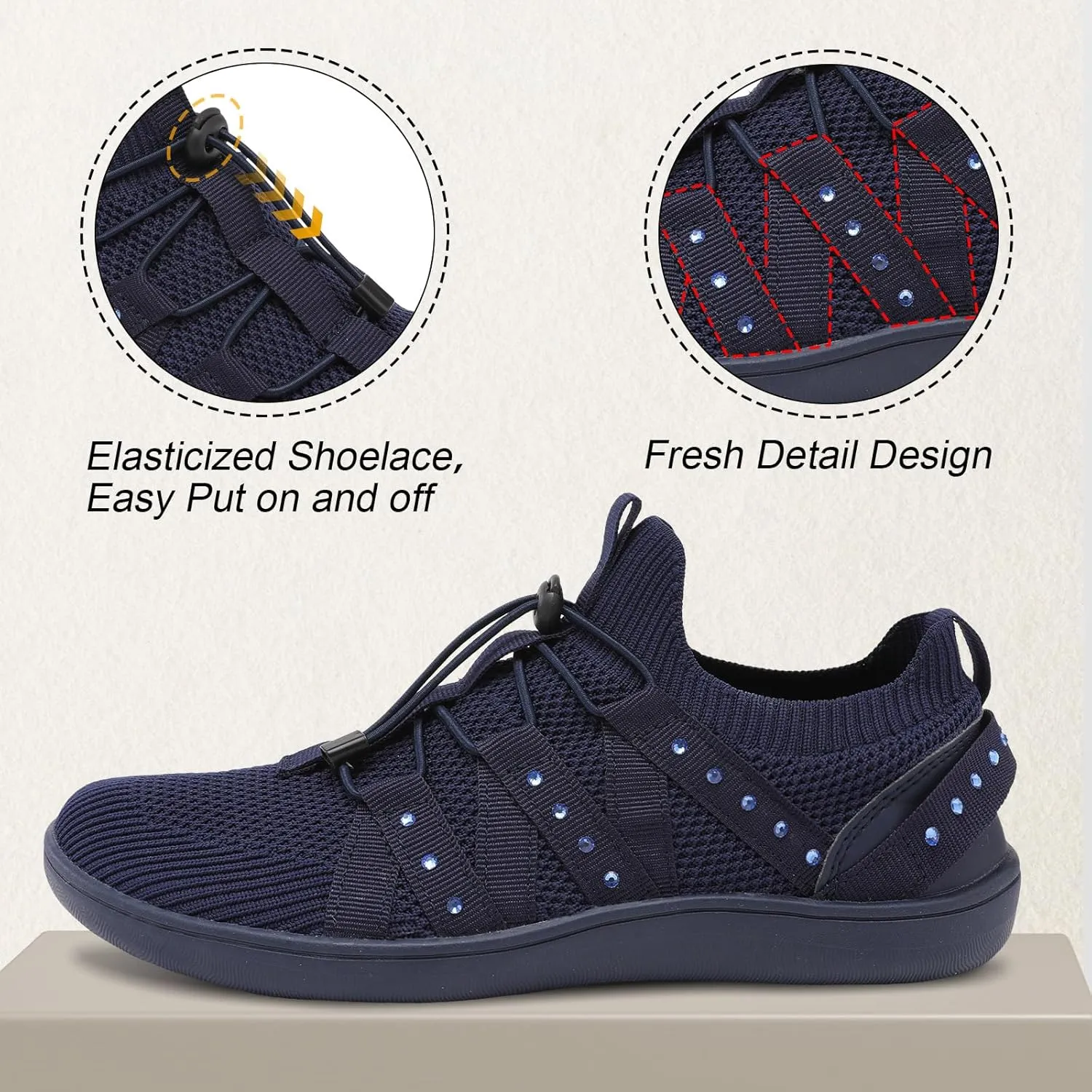 Besroad Womens Slip On Walking Shoes Wide Toe Barefoot Shoes Minimalist Zero Drop Shoes Breathable Tennis Shoes Fashion Casual Sneakers