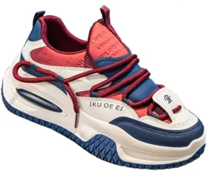 Big Size Men's Trendy Chunky Sneakers - Fashionable Color Block Design with Breathable Mesh Lining, Shock-Absorbing EVA Insole, Hip-Hop, and Casual Wear