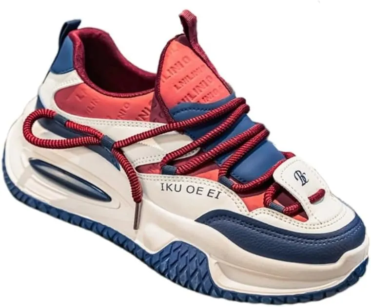 Big Size Men's Trendy Chunky Sneakers - Fashionable Color Block Design with Breathable Mesh Lining, Shock-Absorbing EVA Insole, Hip-Hop, and Casual Wear