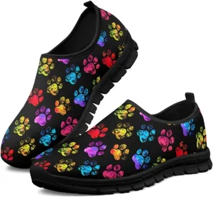 Binienty Printed Slip on Loafers for Women Work Breathable Mesh Barefoot No Laces Running Hiking Tennis Shoe