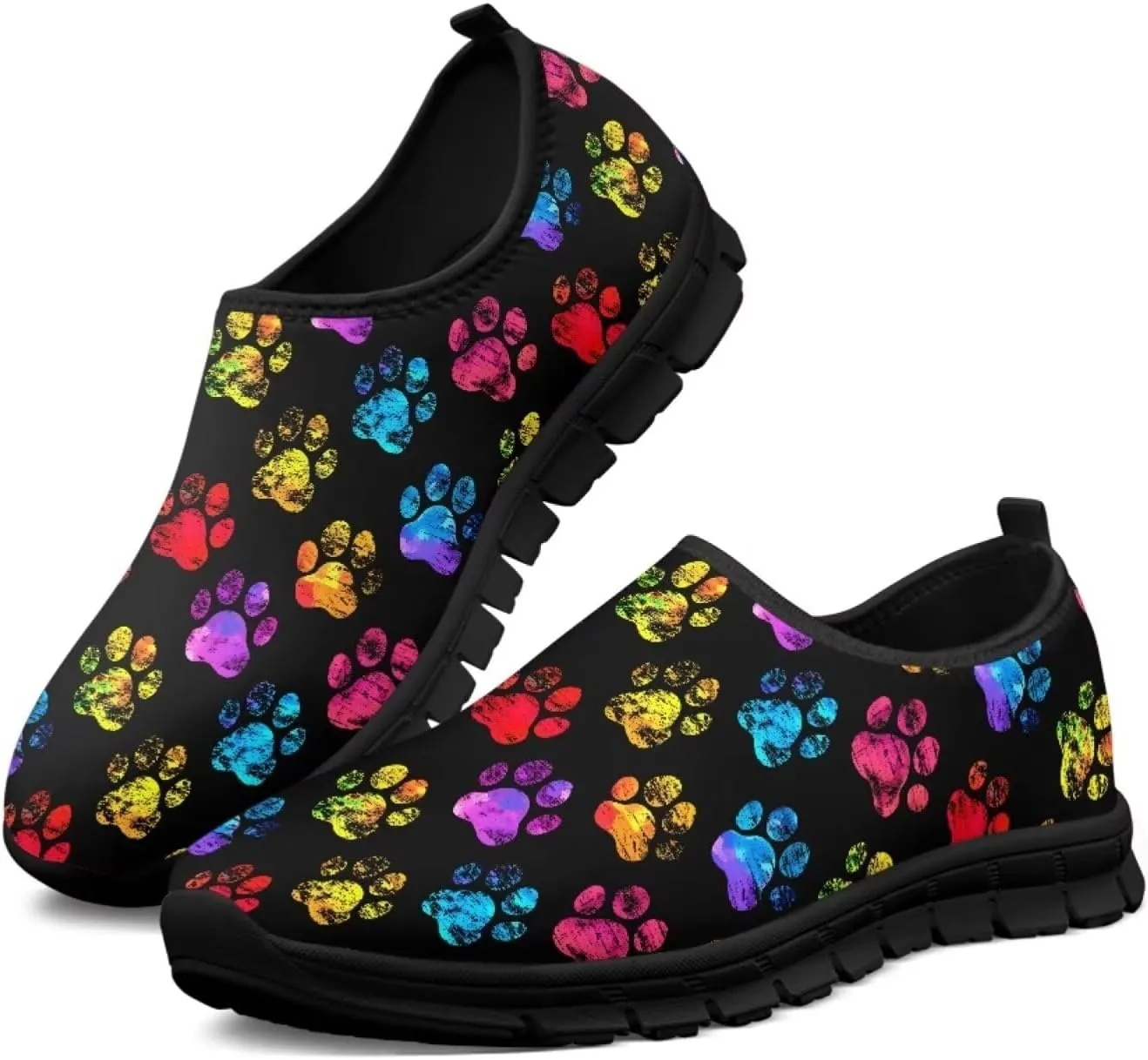 Binienty Printed Slip on Loafers for Women Work Breathable Mesh Barefoot No Laces Running Hiking Tennis Shoe