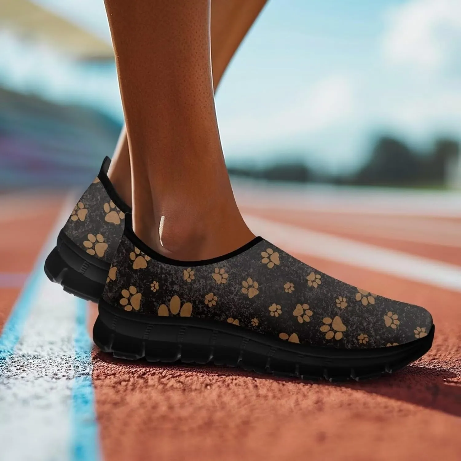 Binienty Printed Slip on Loafers for Women Work Breathable Mesh Barefoot No Laces Running Hiking Tennis Shoe