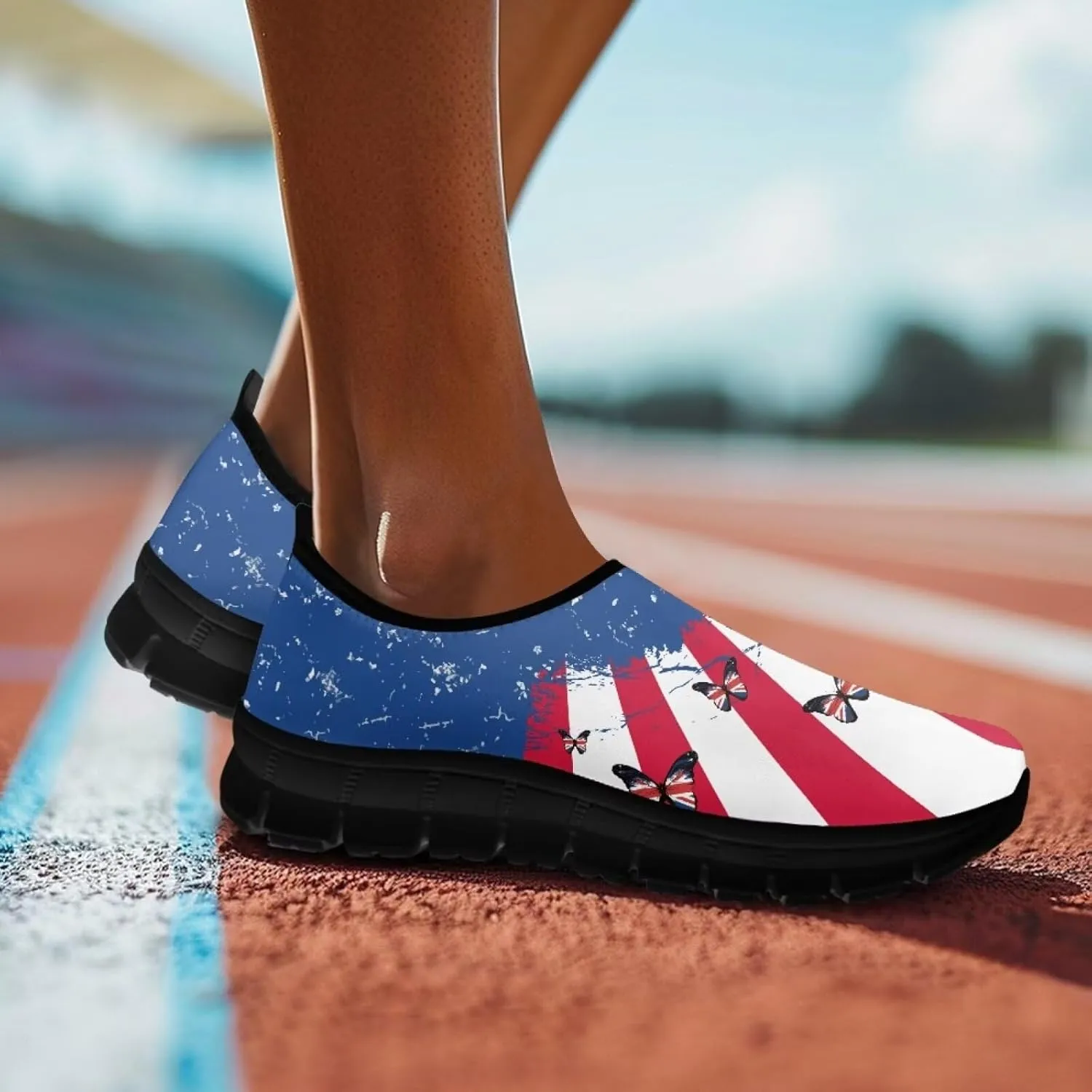 Binienty Women's Loafers Casual Round Toe Driving Flats Slip On Sneakers LGBT Patriotic Shoe Anti Skid