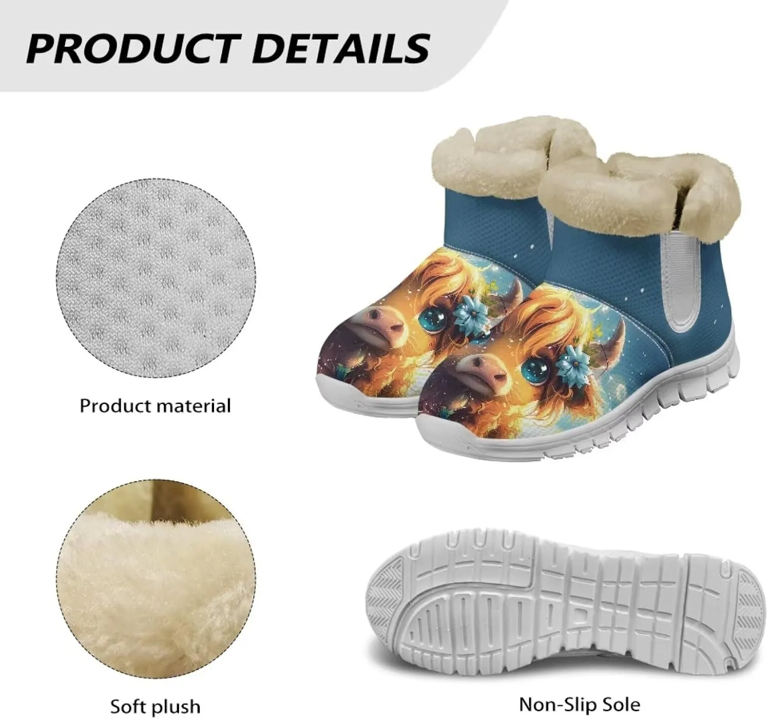 Biyejit Womens Warm Winter Snow Boots Ankle Boots Outdoor Booties Slip On Sneakers Comfortable Shoes for Women