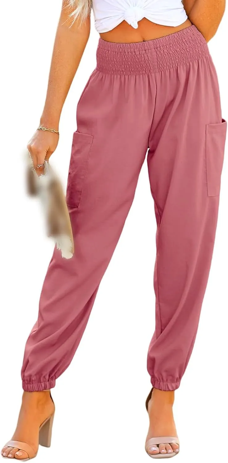 Boho Pants for Women Business Casual Pants Long Elephant Trousers Beach Travel Vacation Clothing with Pockets