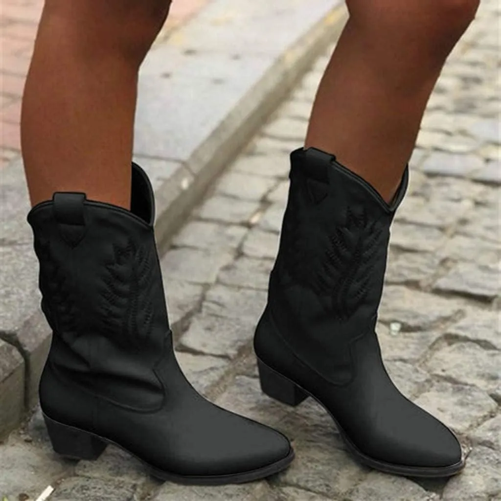 BORAMAX Sandals Cowboy Boots for Women Pearl Lace Up Platform Boots Slip On Ankle Booties Fashion Hiking Womens Boots
