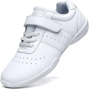 Boys Girls White Cheer Shoes Cheerleading Competition Athletic Walking Tennis Sport Hook&Loop Dance Sneakers Shoe