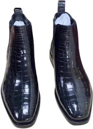 British Style Authentic Crocodile Belly Skin Handmade Men Classic Chelsea Boots Genuine Alligator Leather Male Short Ankle Boots
