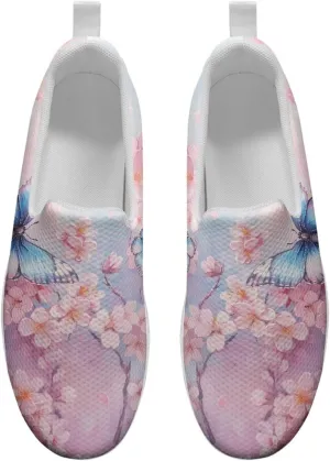 Butterfly Print Women Platform Shoes Anti-Skid Running Sneakers Slip-on Loafers Comfort Casual Walking Shoes