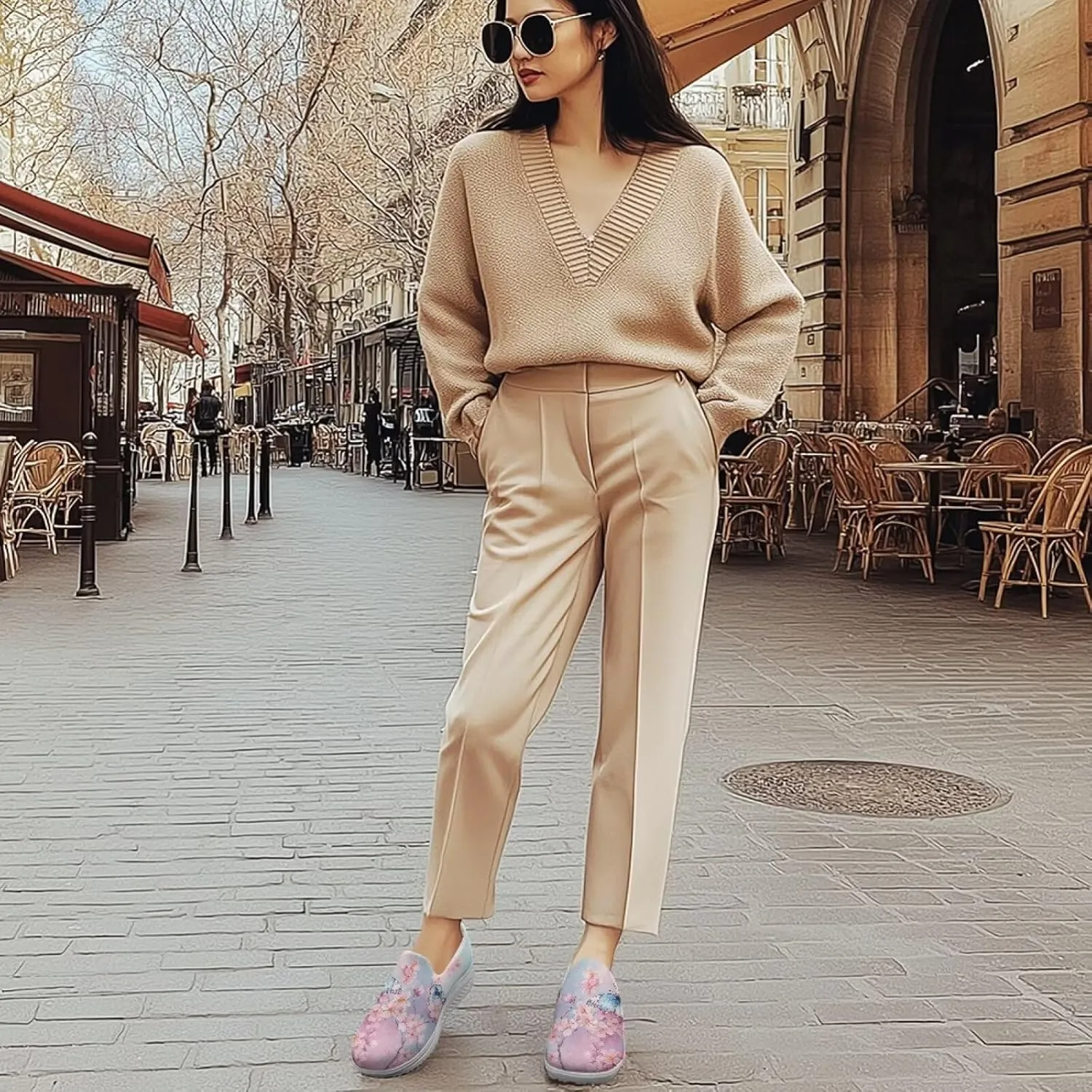 Butterfly Print Women Platform Shoes Anti-Skid Running Sneakers Slip-on Loafers Comfort Casual Walking Shoes