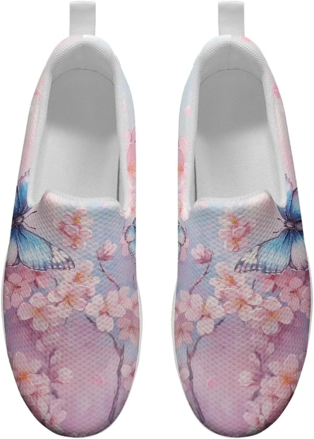 Butterfly Print Women Platform Shoes Anti-Skid Running Sneakers Slip-on Loafers Comfort Casual Walking Shoes