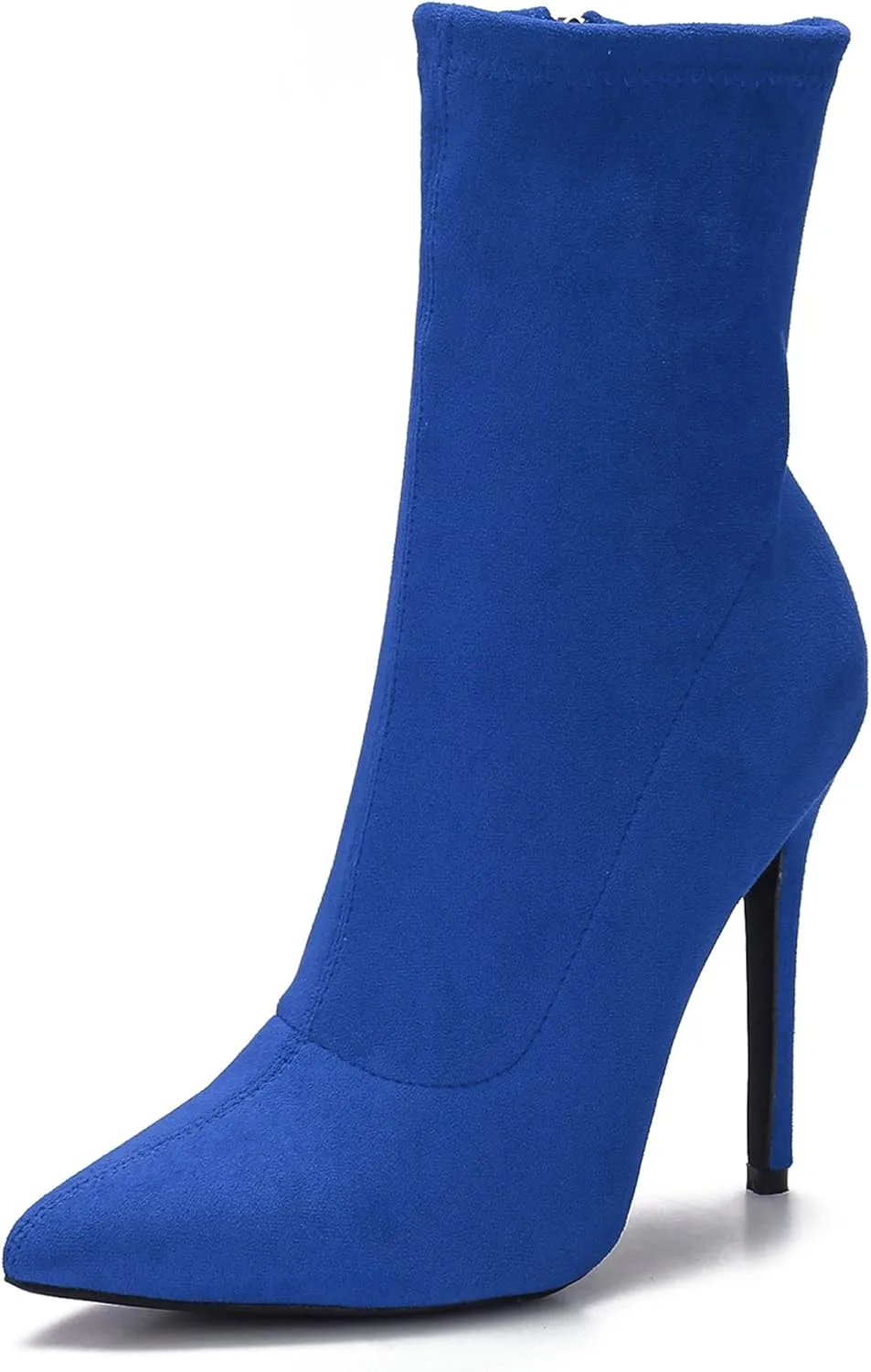 CAMSSOO Women's Ankle Boots Stiletto High Heels Boots Sexy Pointed Toe Side Zipper Sock Boots Comfy Mid Calf Booties