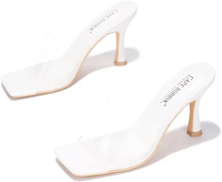 Cape Robbin Clear Sexy High Heels for Women, Transparent Open Toe Shoes Heels for Women
