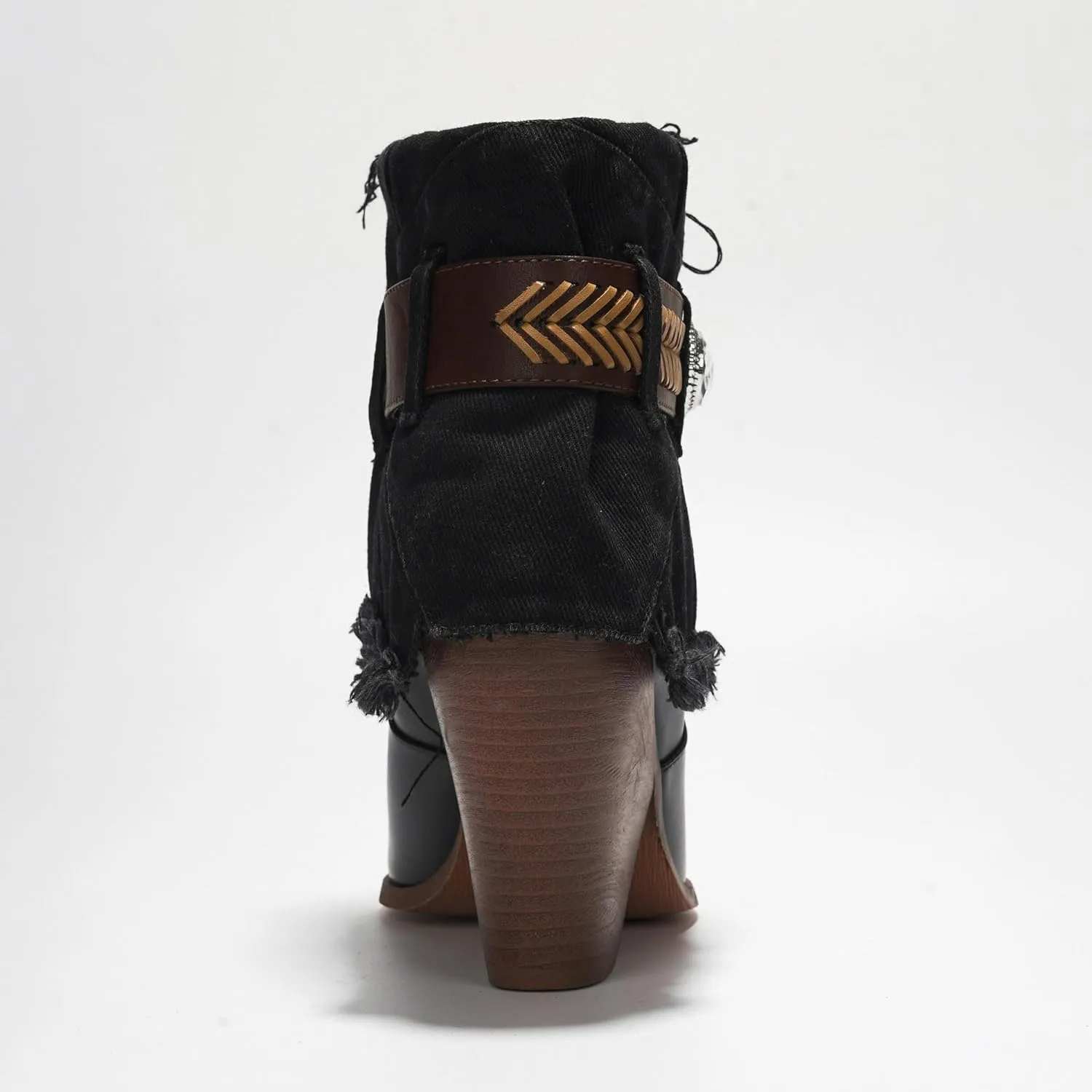Cape Robbin Flory Gem Belt Decor Denim Fold Over Pointed Booties (Flory)