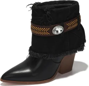 Cape Robbin Flory Gem Belt Decor Denim Fold Over Pointed Booties (Flory)