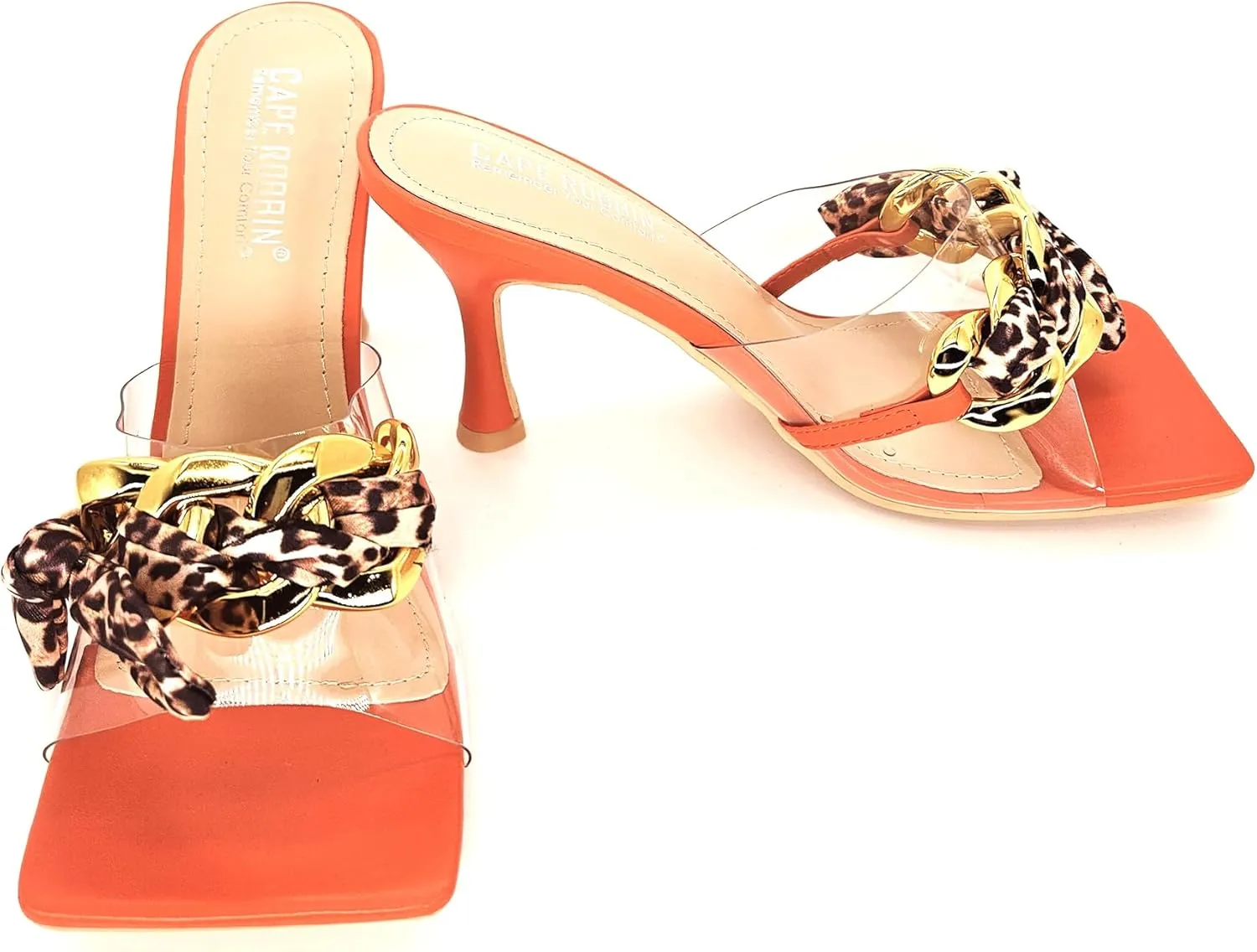 Cape Robbin Women's Stiletto Heels - Transparent Square Open Toe Sandals with Bow Accent (Concur)