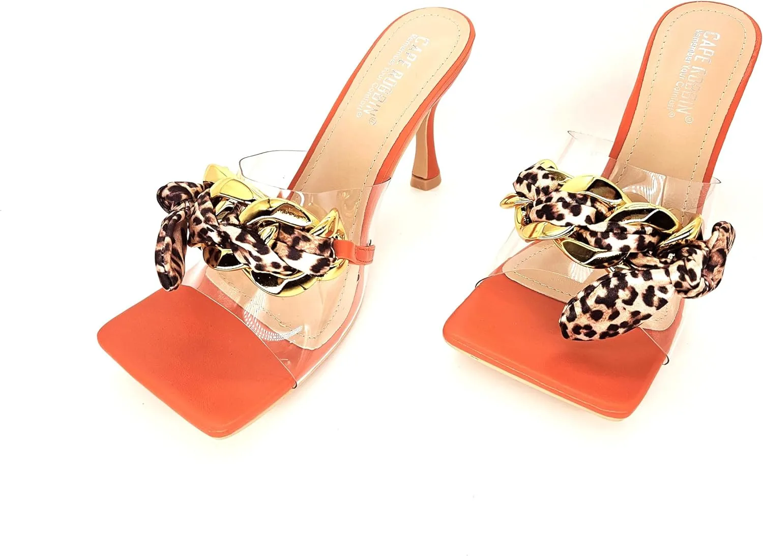 Cape Robbin Women's Stiletto Heels - Transparent Square Open Toe Sandals with Bow Accent (Concur)