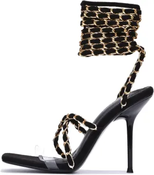 Cape Robbin Women's Woven Strappy High Heels - Lace Up Open Toe Sandals (Hani)