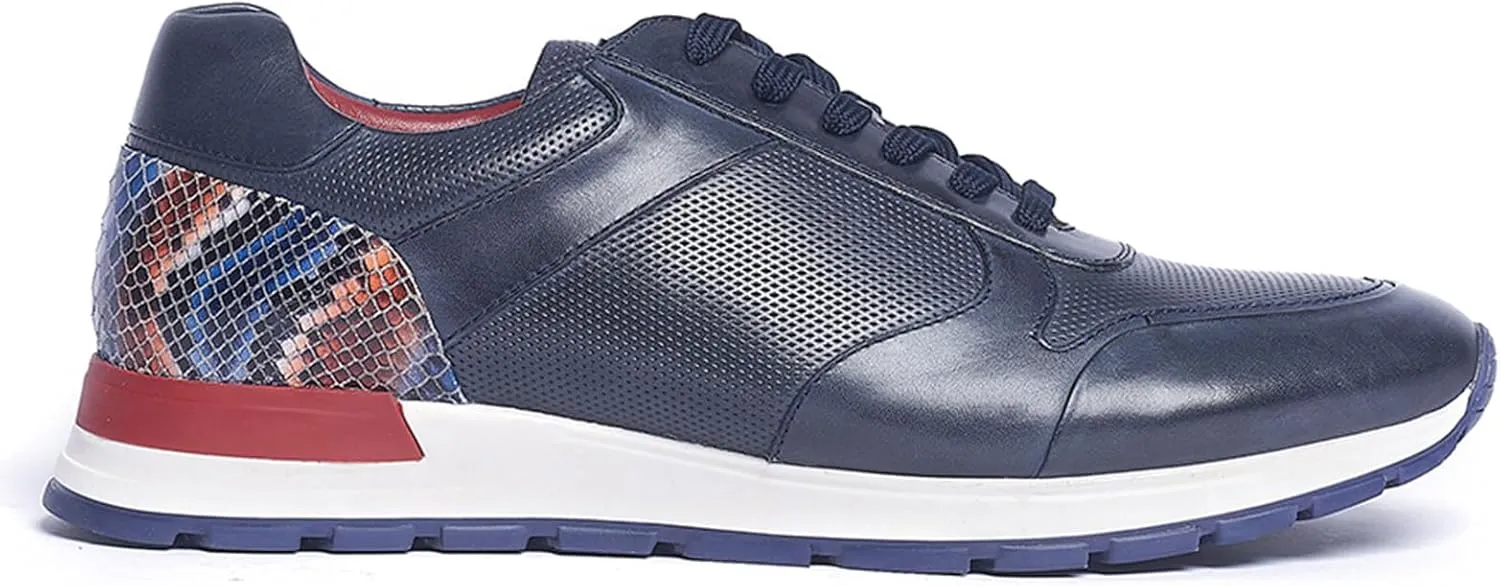 Carlos Santana Leather Hazel Reptile Sneakers for Men | Durable Rubber Outsole & Removable Cushioned Leather Footbed | with Multi-Color Back Panel
