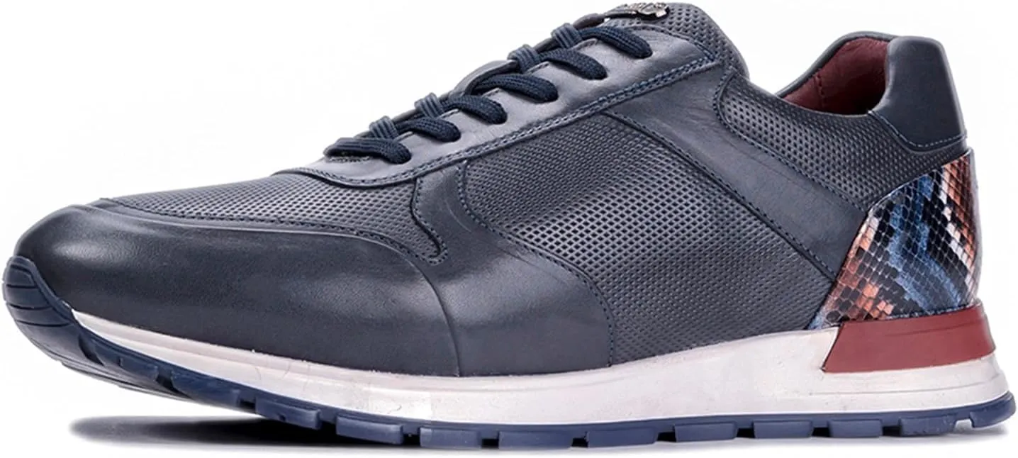 Carlos Santana Leather Hazel Reptile Sneakers for Men | Durable Rubber Outsole & Removable Cushioned Leather Footbed | with Multi-Color Back Panel