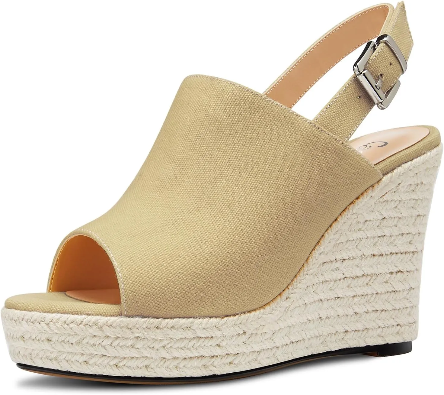 Castamere Womens High Wedge Platform Heel Peep Open Toe Slip-on Sandals Slingback Prom Casual Summer 3.9 Inches Heels