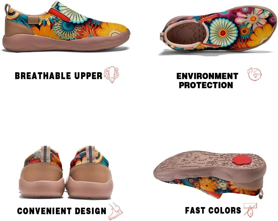 Casual Shoes for Women Art Painted Sneakers Slip On Round Toe Lightweight Comfort Loafers