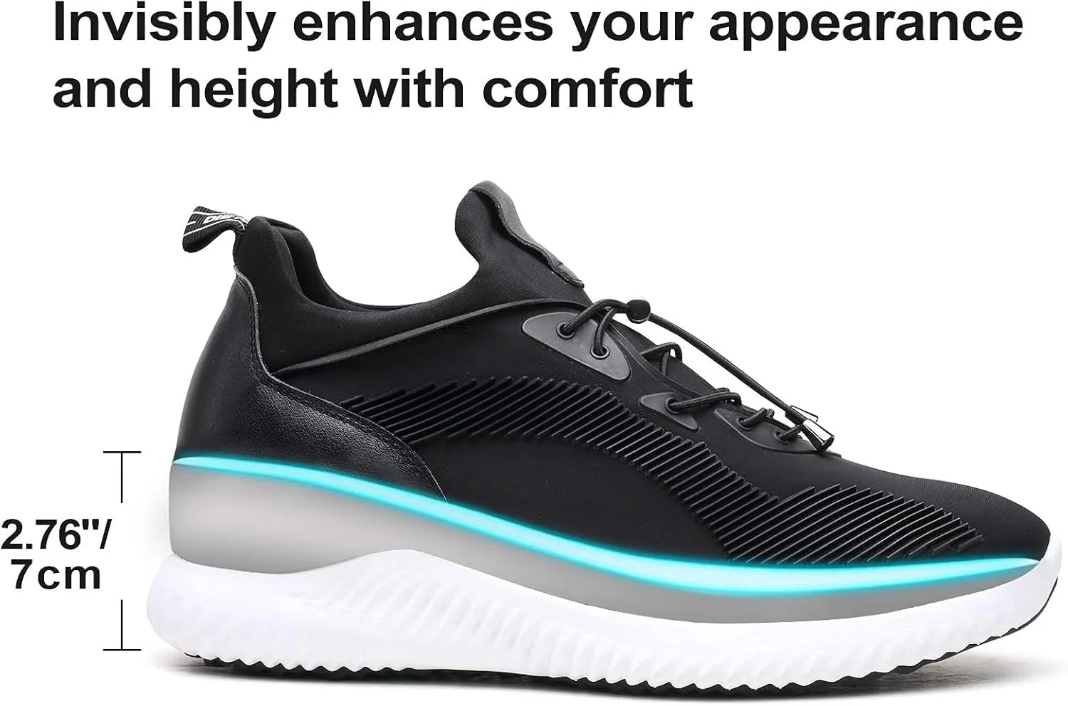 CHAMARIPA Men's Invisible Height Increasing Elevator Sneakers, Casual Fashion Hidden Heel Knit Shoes - Stylish, Comfortable, and Breathable 2.36"/ 2.76"/ 3.15" Inches Taller Handcrafted