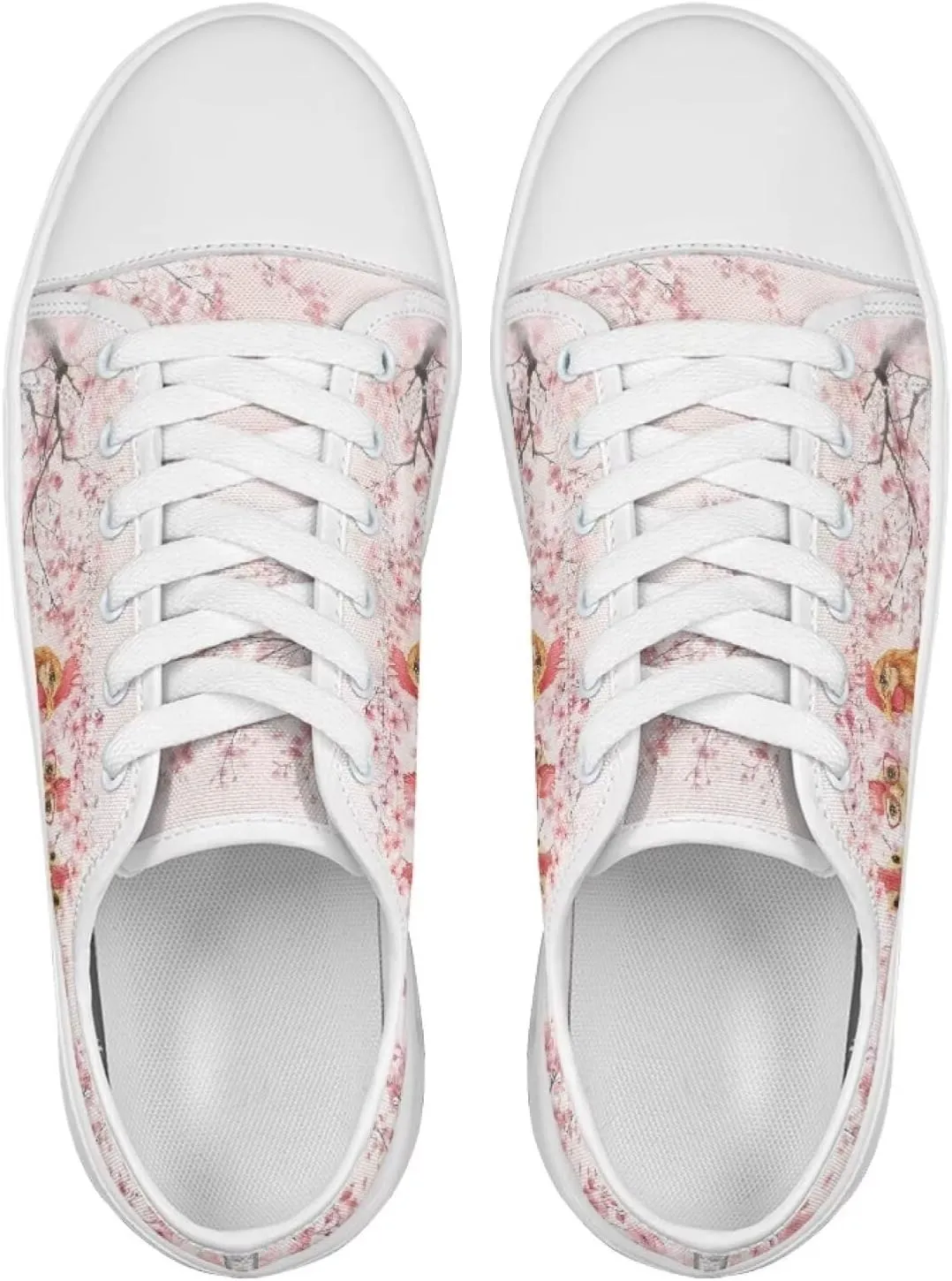 Cherry Blossoms Canvas Shoes for Women Classic Low Top Sneakers Fashion Slip on Work Shoes for Daily Walks