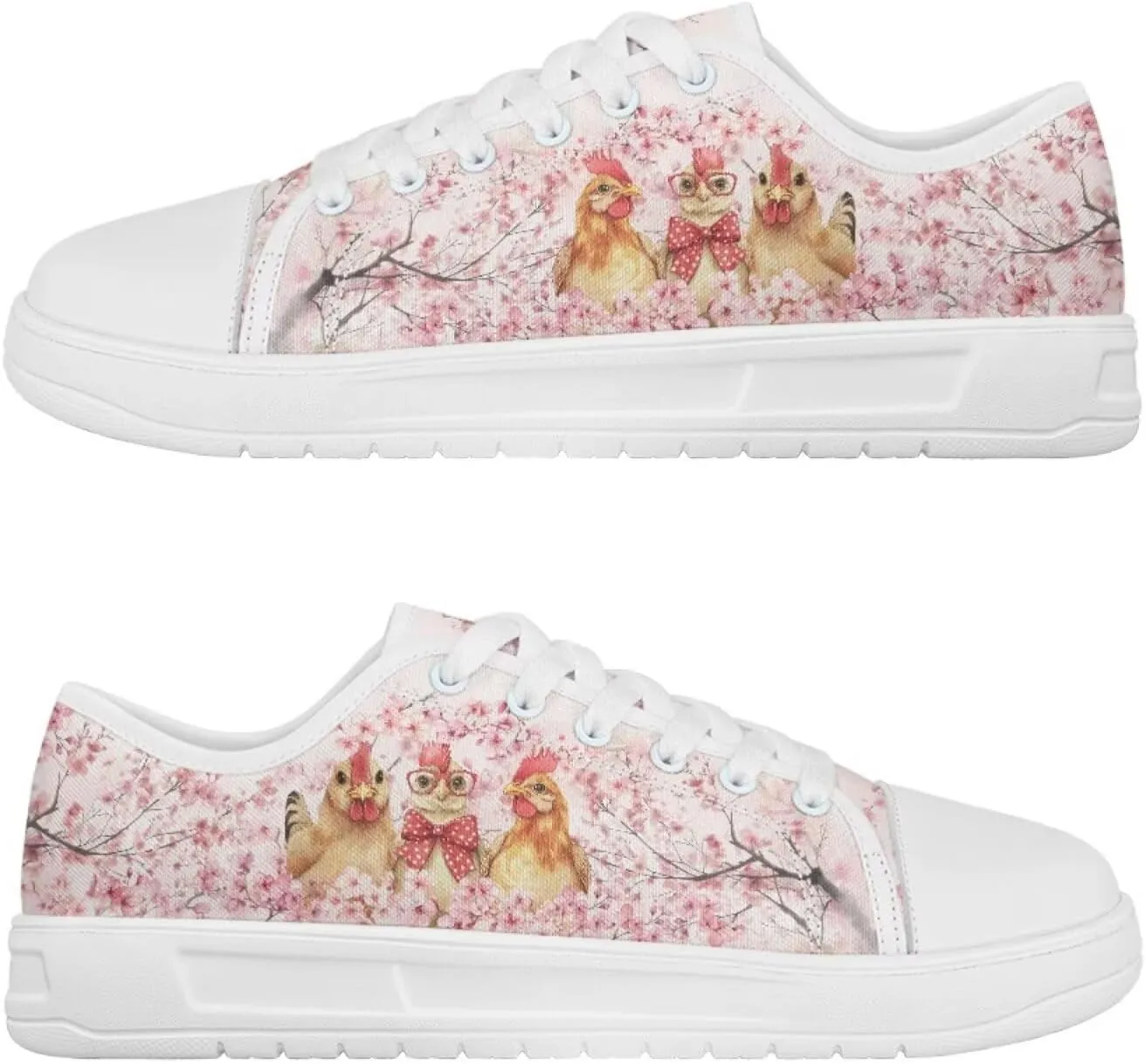 Cherry Blossoms Canvas Shoes for Women Classic Low Top Sneakers Fashion Slip on Work Shoes for Daily Walks