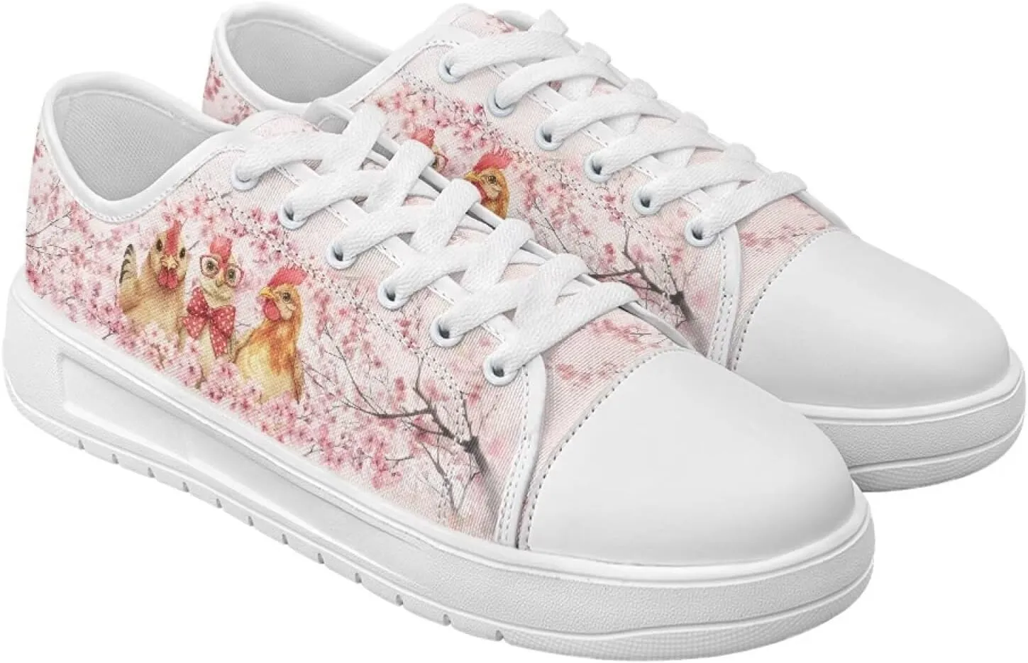 Cherry Blossoms Canvas Shoes for Women Classic Low Top Sneakers Fashion Slip on Work Shoes for Daily Walks