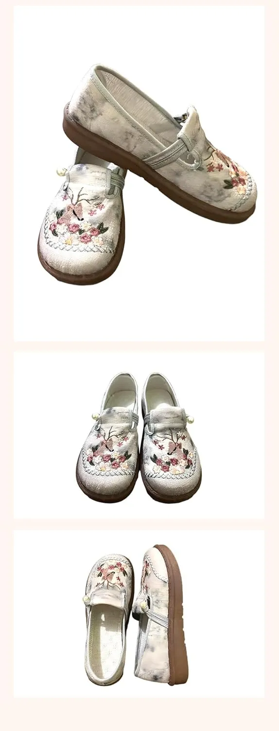 Chinese Slippers for Women Embroidered Loafers Slip on - Retro Trendy Soft Cute Casual Comfortable Walking Beach Travel Lightweight Running Standing All Day Business Office Driving Birthday Gifts
